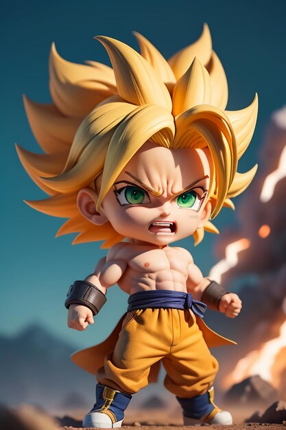 Dragon ball super saiyan menino de cabelo amarelo personagem de anime de  desenho animado japonês modelo de brinquedo feito à mão