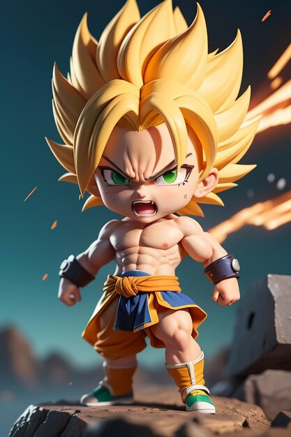 Dragon ball super saiyan menino de cabelo amarelo personagem de anime de  desenho animado japonês modelo de brinquedo feito à mão