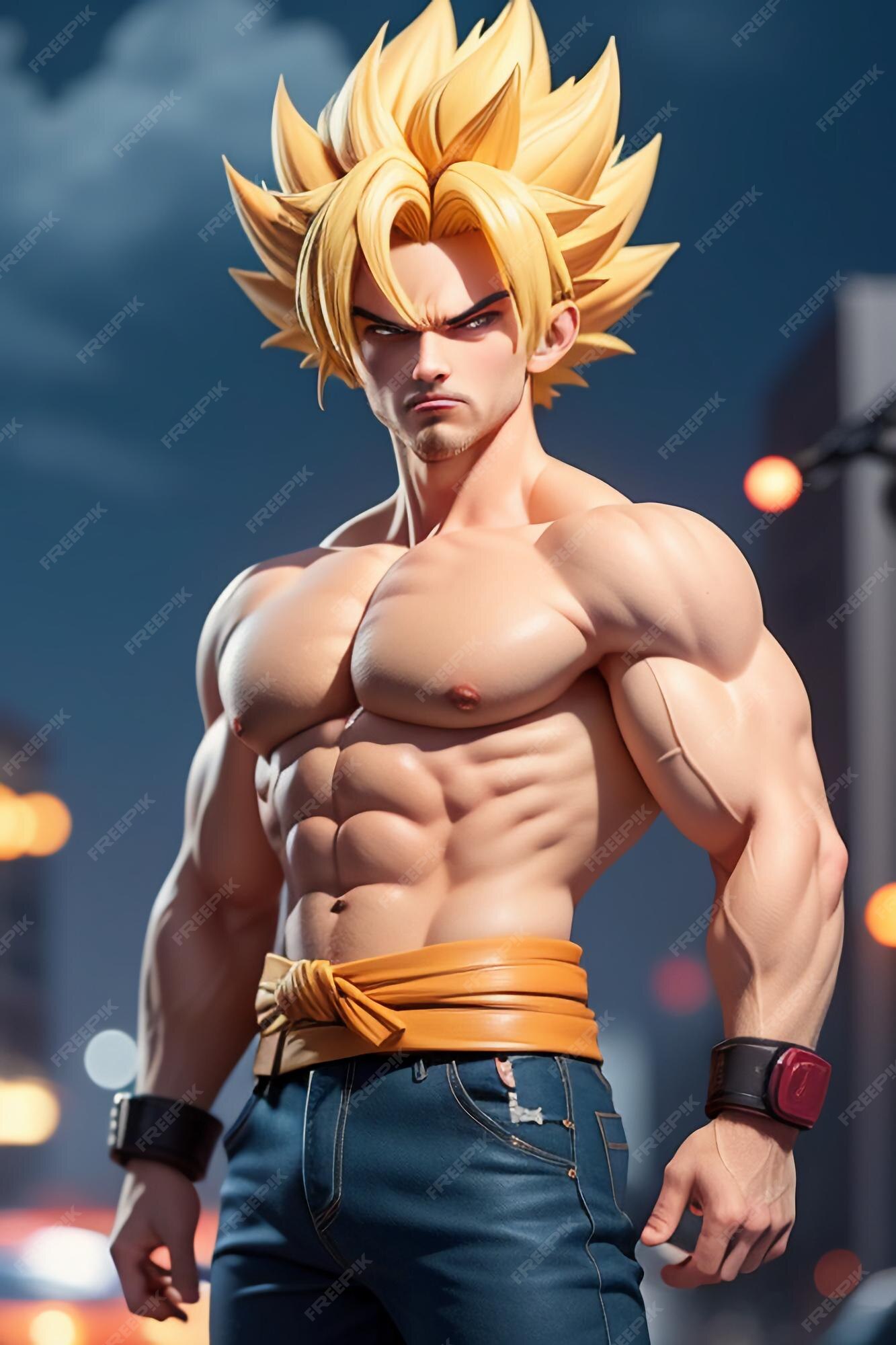 Dragon ball super saiyan menino de cabelo amarelo personagem de anime de  desenho animado japonês modelo de brinquedo feito à mão