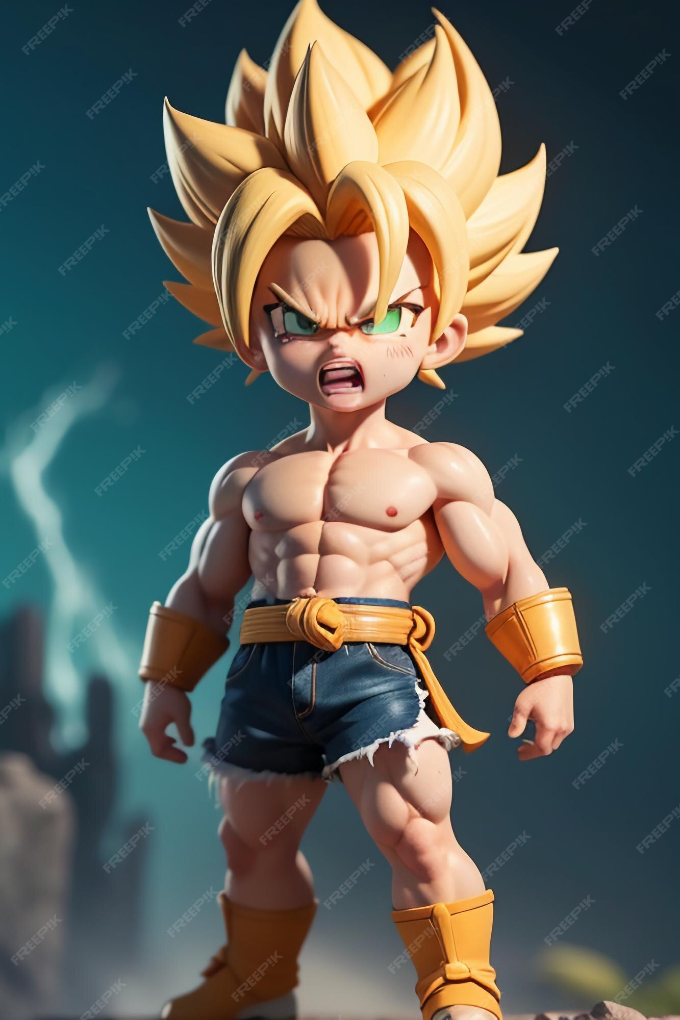 Dragon ball super saiyan menino de cabelo amarelo personagem de anime de  desenho animado japonês modelo de brinquedo feito à mão