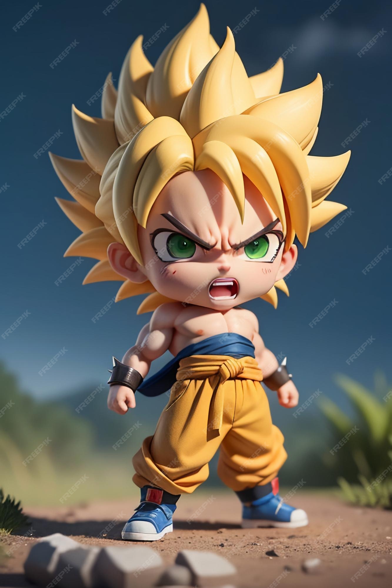 Dragon ball super saiyan menino de cabelo amarelo personagem de anime de  desenho animado japonês modelo de brinquedo feito à mão