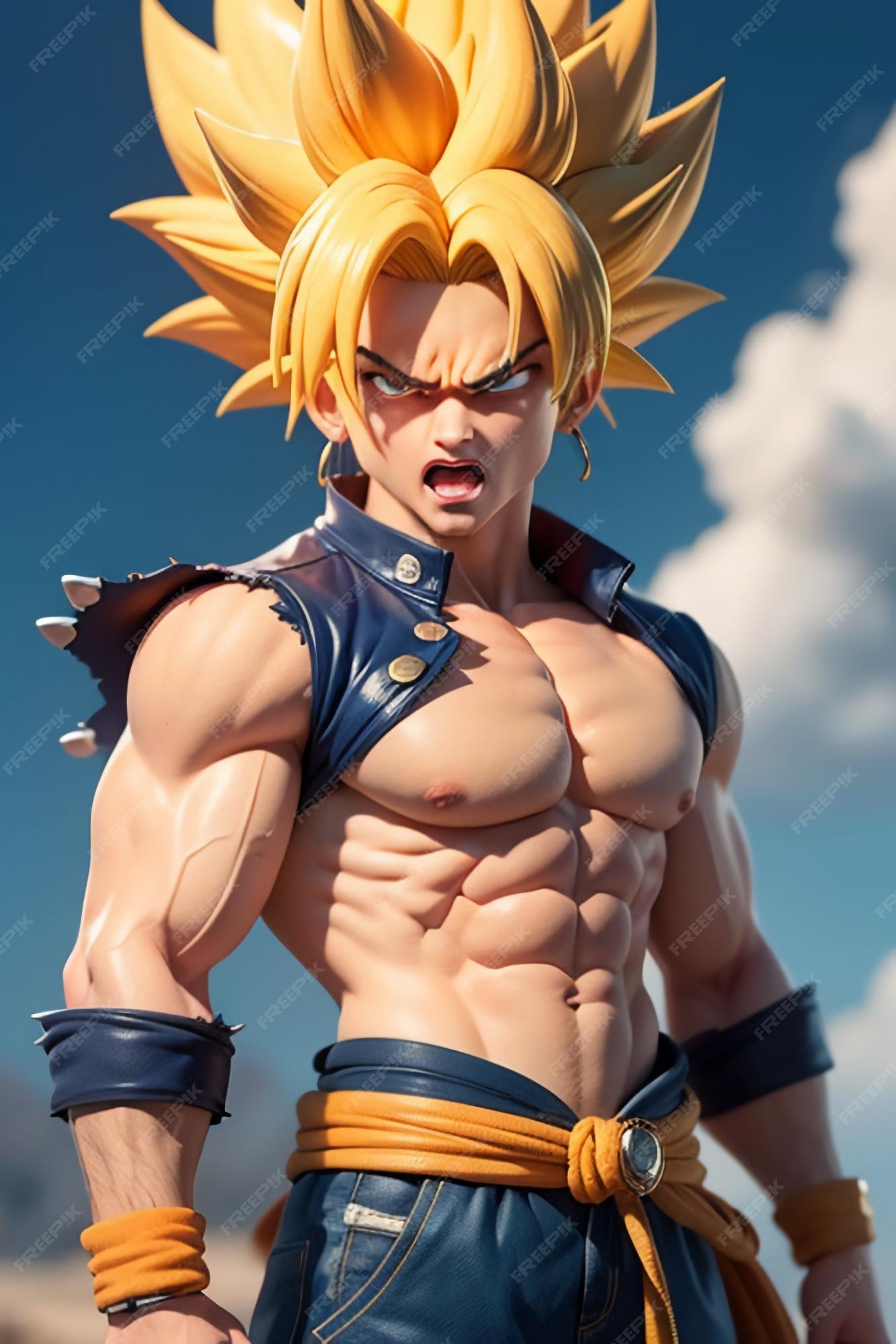 Dragon ball super saiyan menino de cabelo amarelo personagem de anime de  desenho animado japonês modelo de brinquedo feito à mão