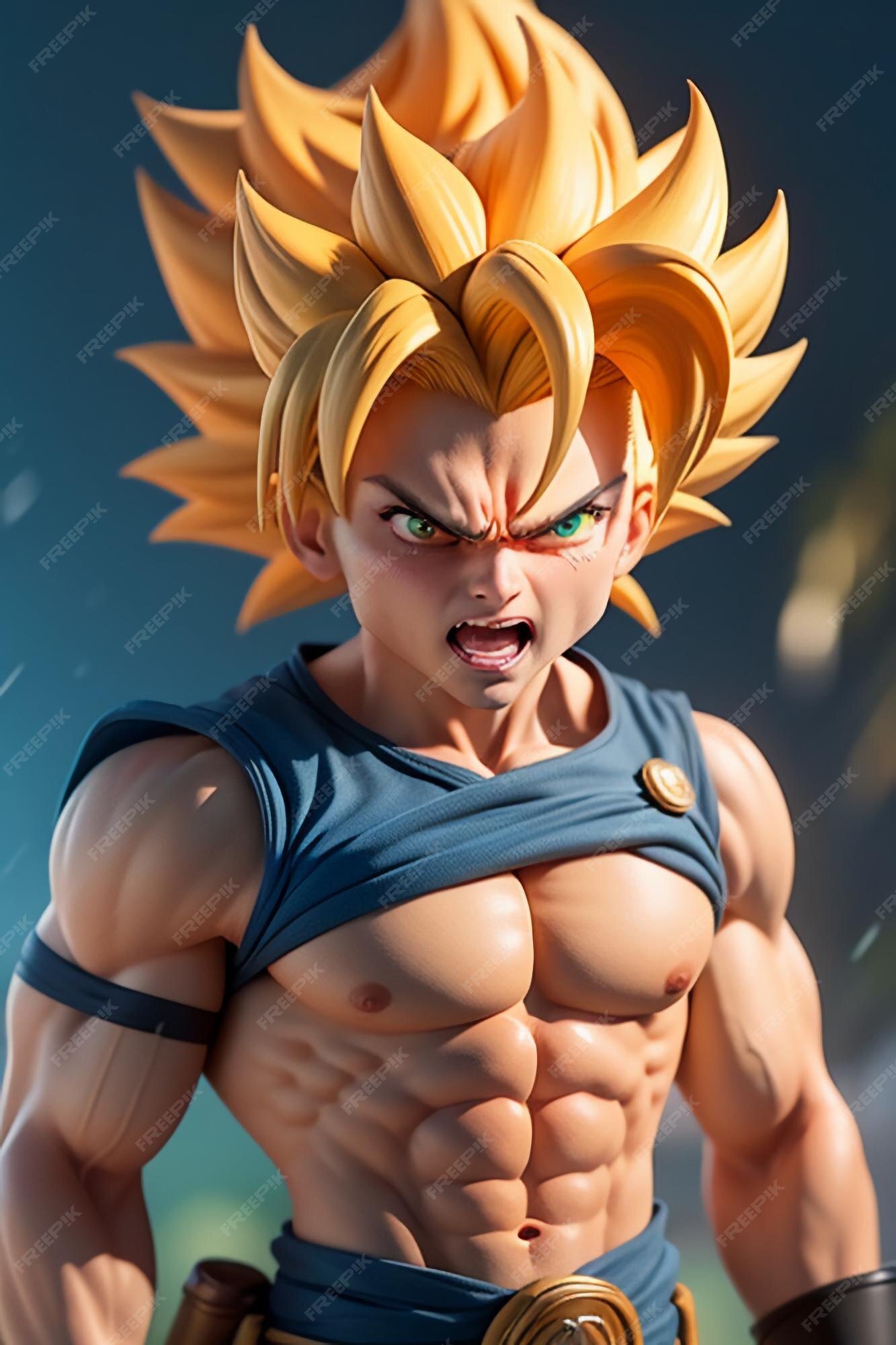 Dragon ball super saiyan menino de cabelo amarelo personagem de anime de  desenho animado japonês modelo de brinquedo feito à mão