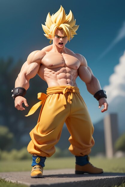 Dragon ball super saiyan menino de cabelo amarelo personagem de anime de  desenho animado japonês modelo de brinquedo feito à mão