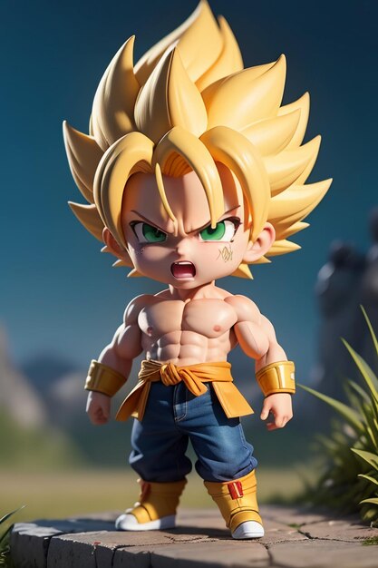 Dragon ball super saiyan menino de cabelo amarelo personagem de anime de  desenho animado japonês modelo de brinquedo feito à mão