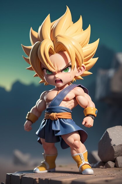 Dragon ball super saiyan menino de cabelo amarelo personagem de anime de  desenho animado japonês modelo de brinquedo feito à mão