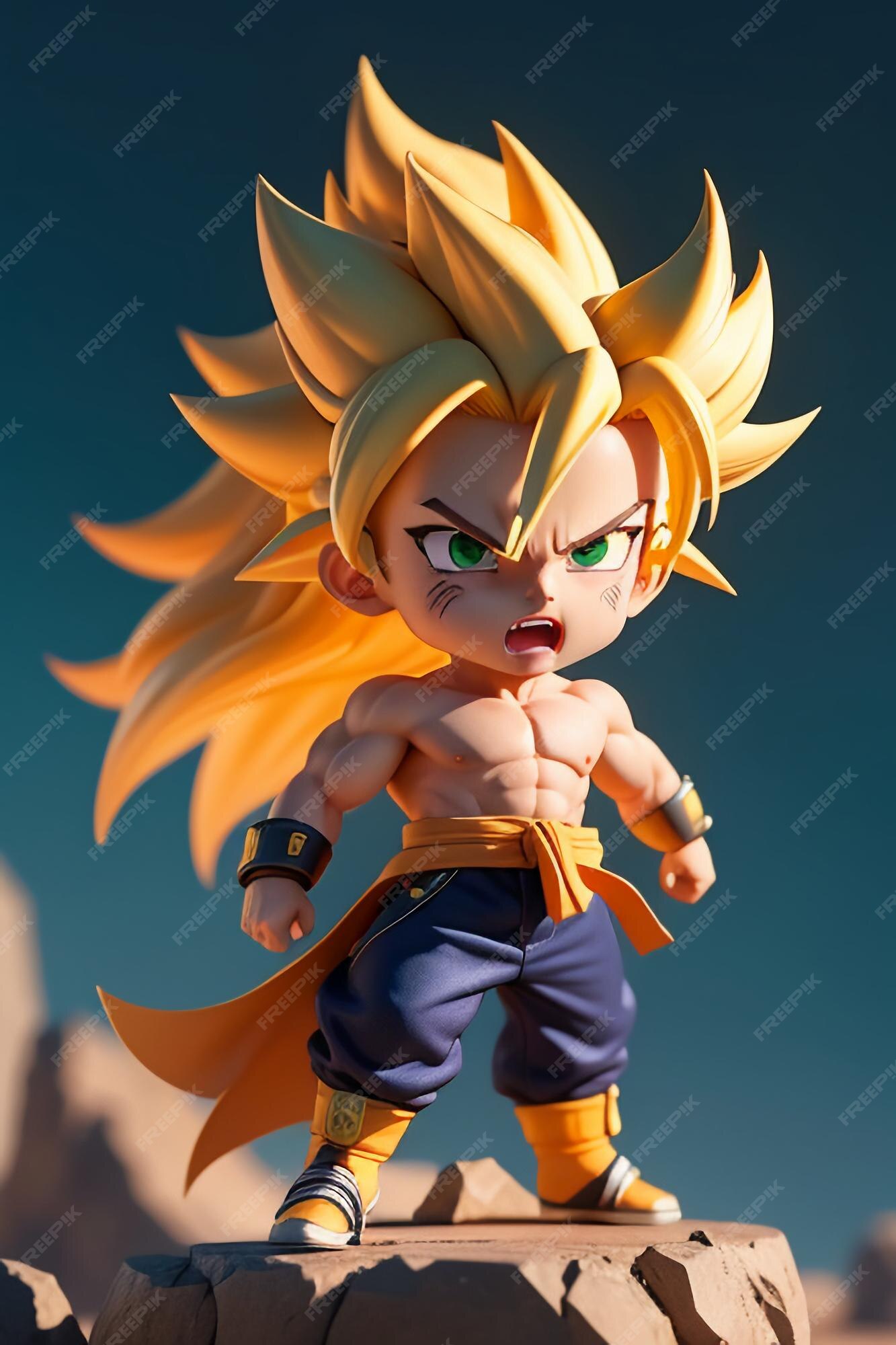 Dragon ball super saiyan menino de cabelo amarelo personagem de anime de  desenho animado japonês modelo de brinquedo feito à mão