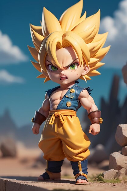 Dragon ball super saiyan menino de cabelo amarelo personagem de anime de  desenho animado japonês modelo de brinquedo feito à mão