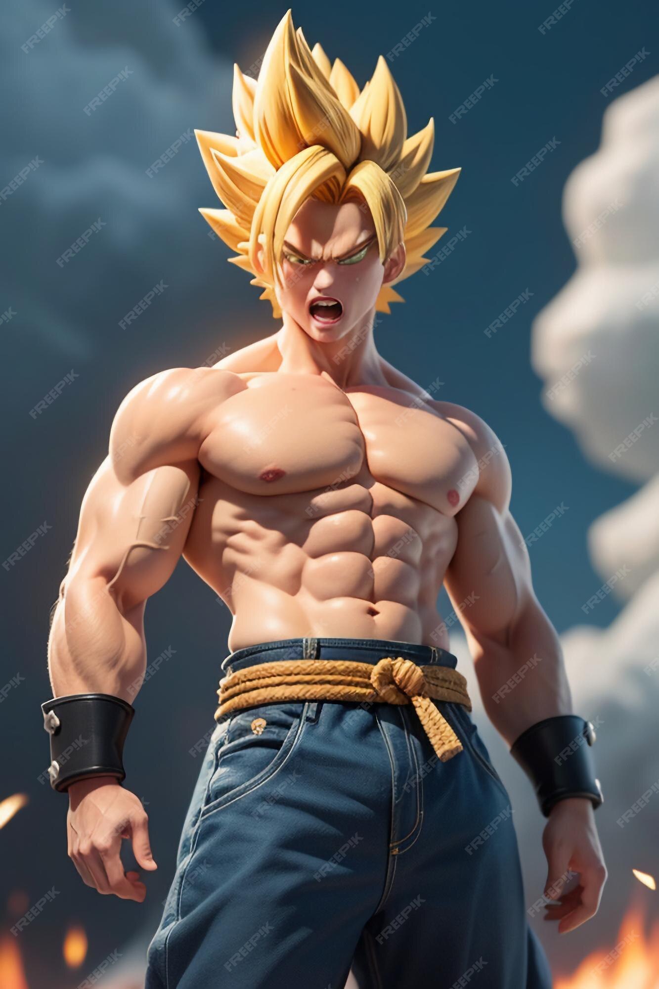 Dragon ball super saiyan menino de cabelo amarelo personagem de