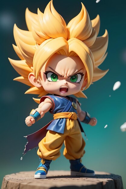 Dragon ball super saiyan menino de cabelo amarelo personagem de anime de  desenho animado japonês modelo de brinquedo feito à mão