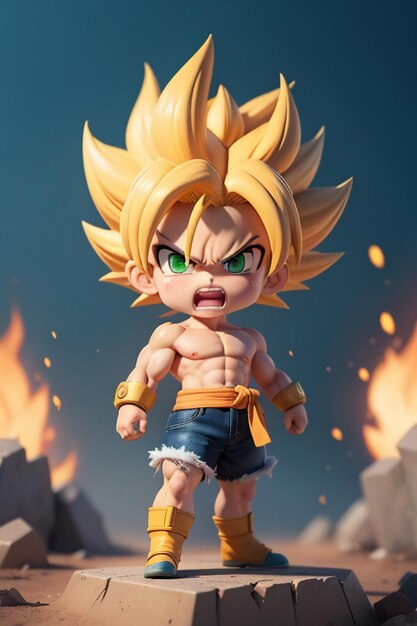 Dragon ball super saiyan menino de cabelo amarelo personagem de anime de desenho  animado japonês modelo de brinquedo feito à mão