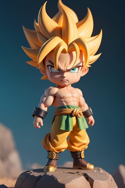 Dragon ball super saiyan menino de cabelo amarelo personagem de anime de  desenho animado japonês modelo de brinquedo feito à mão