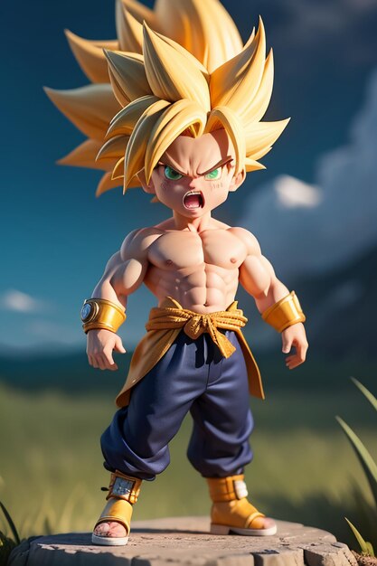 Dragon ball super saiyan menino de cabelo amarelo personagem de