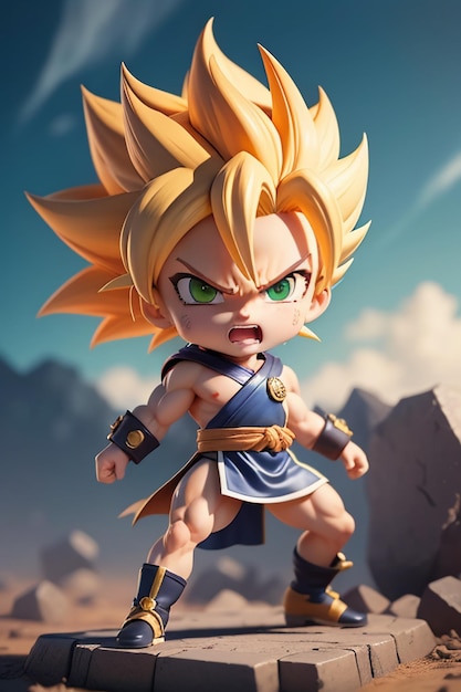 Dragon ball super saiyan menino de cabelo amarelo personagem de anime de  desenho animado japonês modelo de brinquedo feito à mão