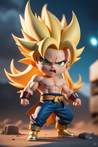 Dragon ball super saiyan menino de cabelo amarelo personagem de