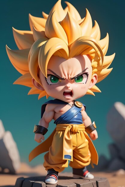 Dragon ball super saiyan menino de cabelo amarelo personagem de anime de  desenho animado japonês modelo de brinquedo feito à mão