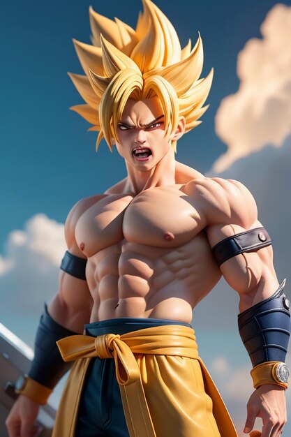 Dragon ball super saiyan menino de cabelo amarelo personagem de anime de  desenho animado japonês modelo de brinquedo feito à mão