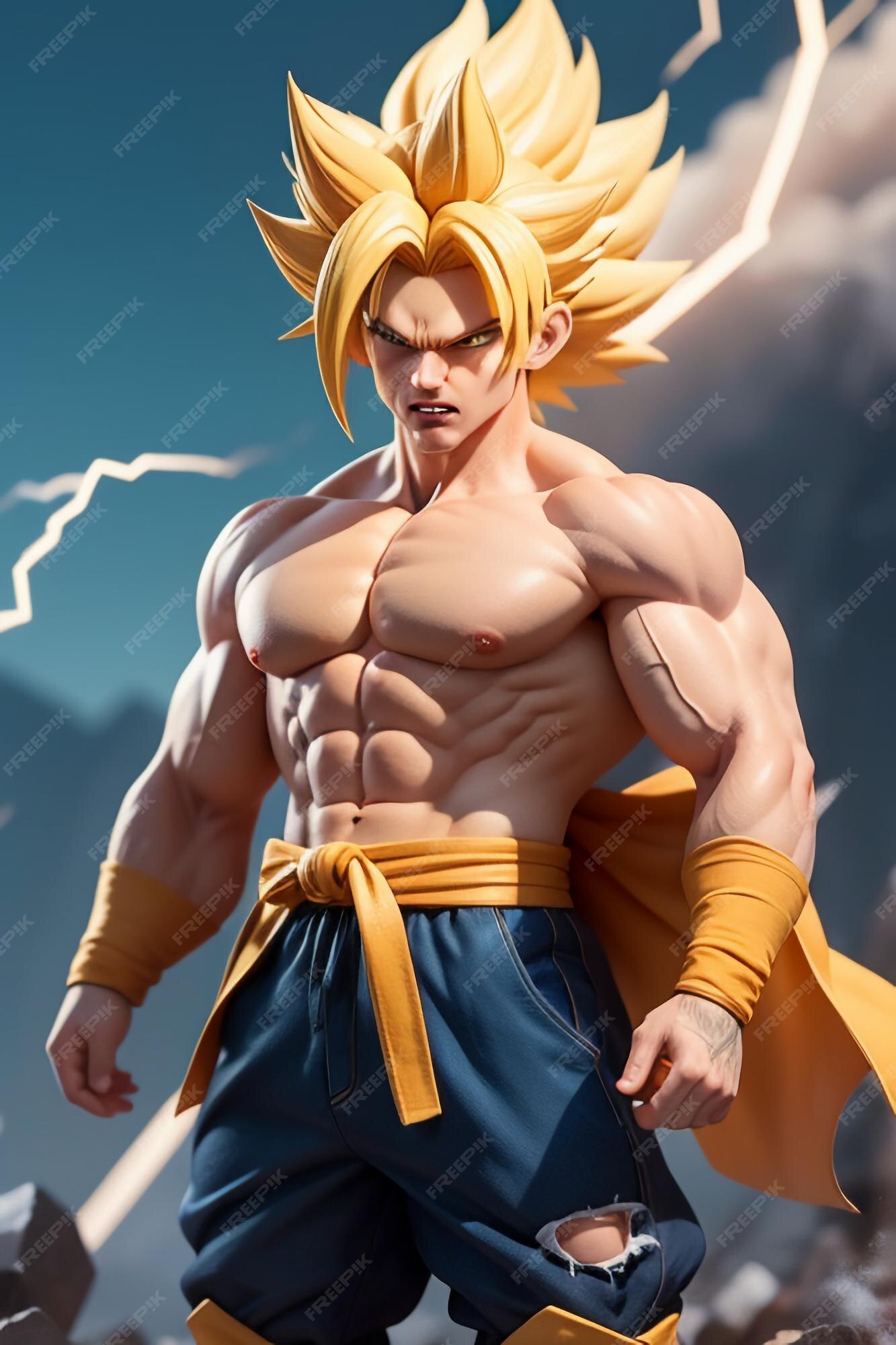 Dragon ball super saiyan menino de cabelo amarelo personagem de