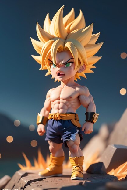 Dragon ball super saiyan menino de cabelo amarelo personagem de anime de  desenho animado japonês modelo de brinquedo feito à mão