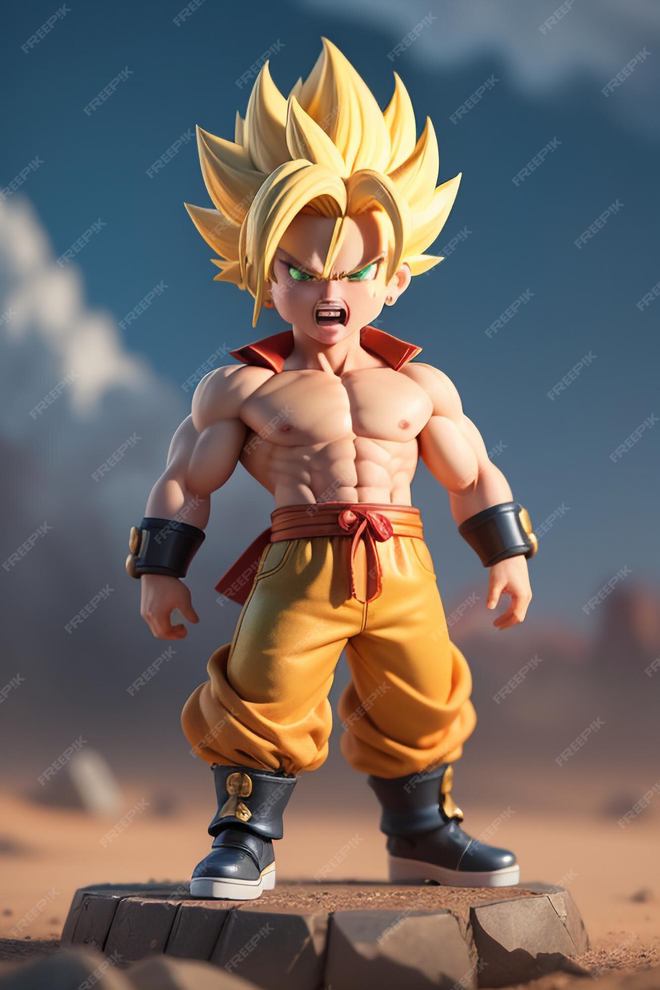 Dragon ball super saiyan menino de cabelo amarelo personagem de anime de  desenho animado japonês modelo de brinquedo feito à mão