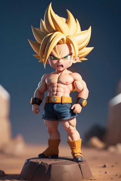 Dragon ball super saiyan menino de cabelo amarelo personagem de anime de  desenho animado japonês modelo de brinquedo feito à mão