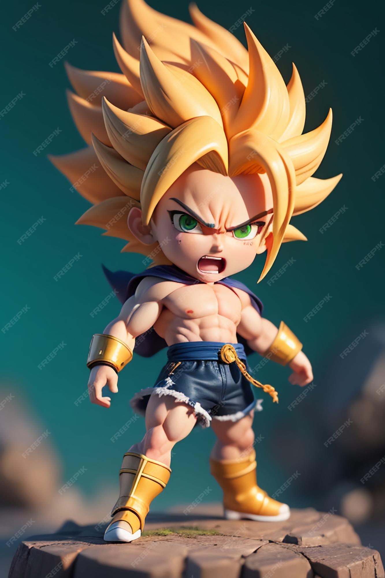 Dragon ball super saiyan menino de cabelo amarelo personagem de anime de  desenho animado japonês modelo de brinquedo feito à mão