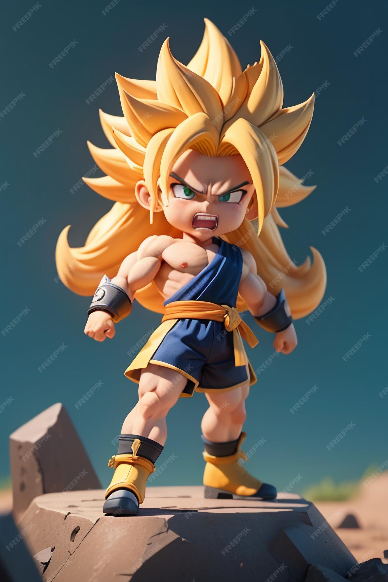 Dragon ball super saiyan menino de cabelo amarelo personagem de anime de  desenho animado japonês modelo de brinquedo feito à mão