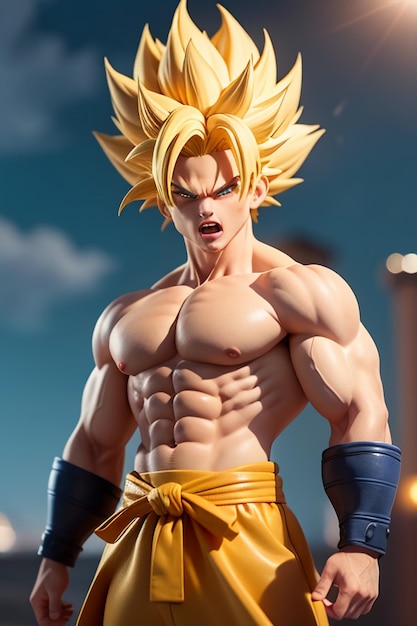 Dragon ball super saiyan menino de cabelo amarelo personagem de anime de  desenho animado japonês modelo de brinquedo feito à mão