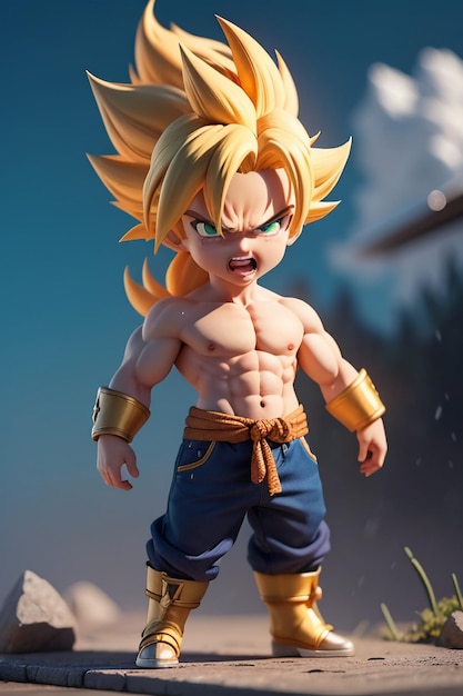 Dragon ball super saiyan menino de cabelo amarelo personagem de anime de  desenho animado japonês modelo de brinquedo feito à mão