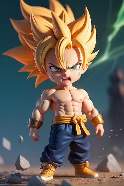 Dragon ball super saiyan menino de cabelo amarelo personagem de anime de  desenho animado japonês modelo de brinquedo feito à mão