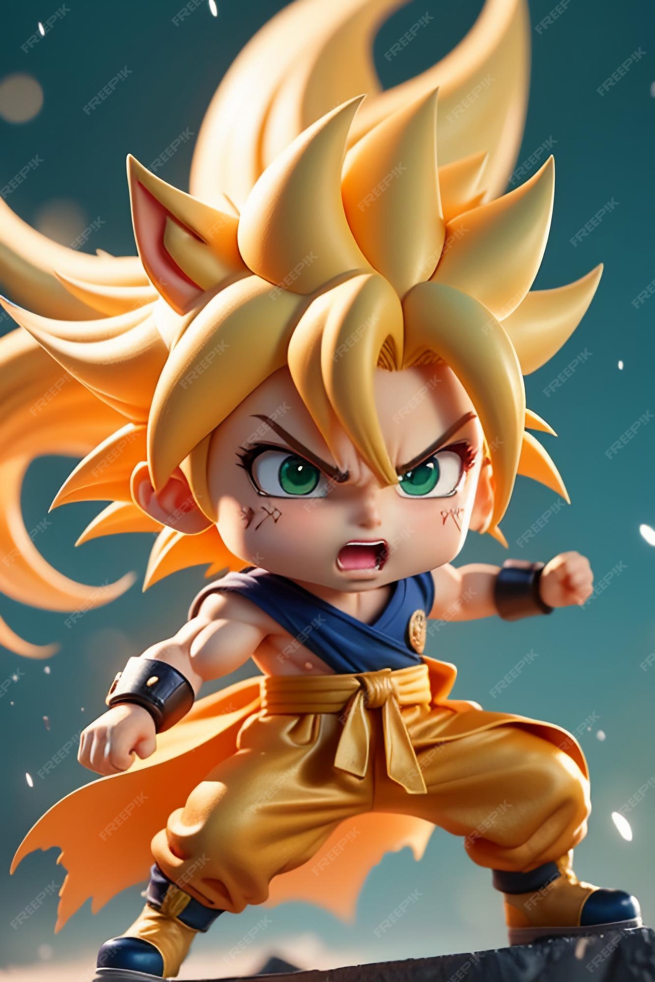 Dragon ball super saiyan menino de cabelo amarelo personagem de anime de  desenho animado japonês modelo de brinquedo feito à mão