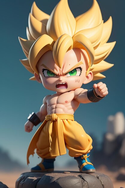 Dragon ball super saiyan menino de cabelo amarelo personagem de anime de  desenho animado japonês modelo de brinquedo feito à mão