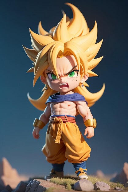 Dragon ball super saiyan menino de cabelo amarelo personagem de anime de desenho  animado japonês modelo de brinquedo feito à mão