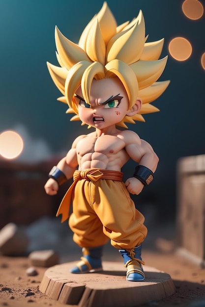 Dragon ball super saiyan menino de cabelo amarelo personagem de anime de desenho  animado japonês modelo de brinquedo feito à mão