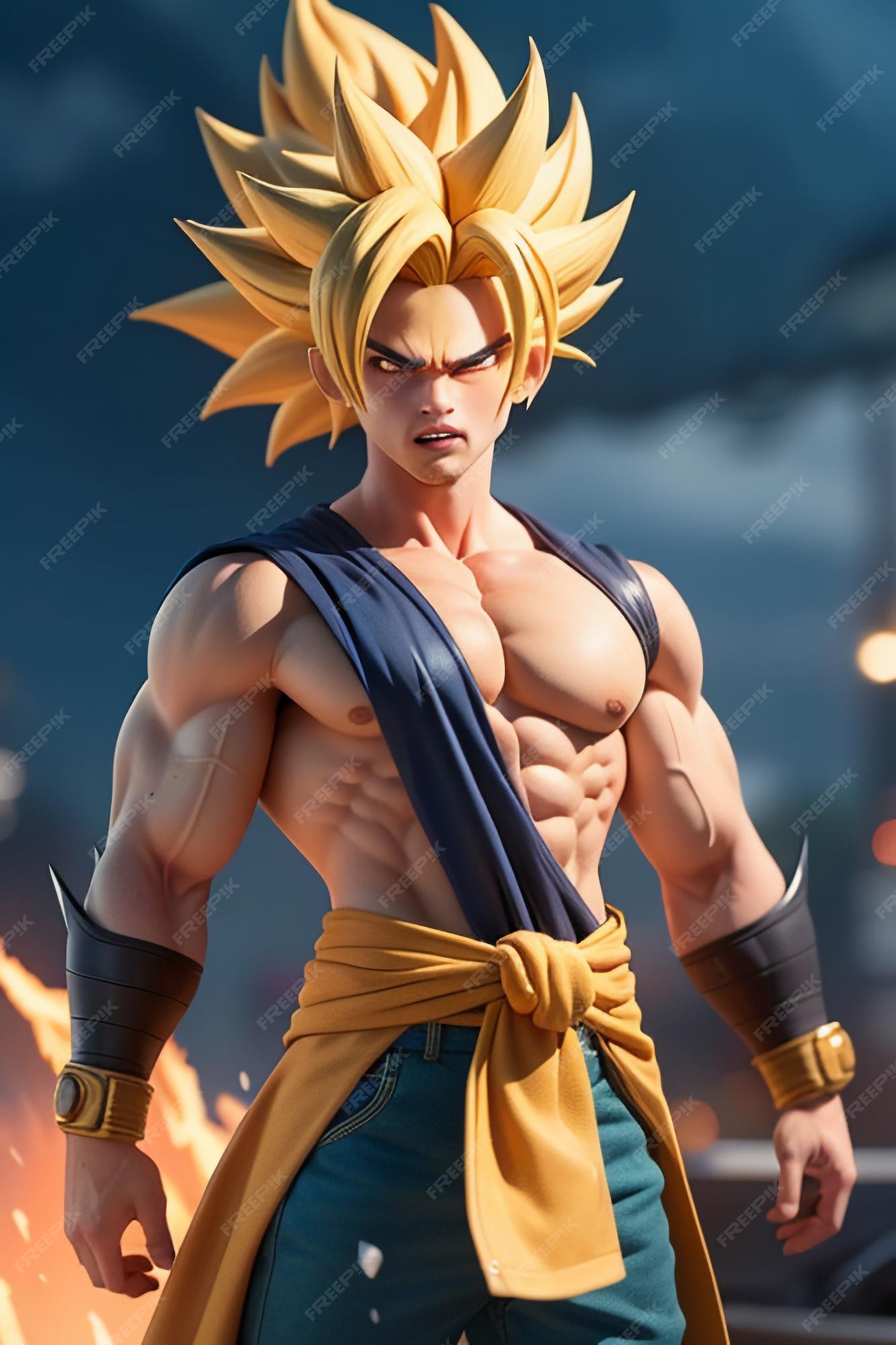 Dragon ball super saiyan menino de cabelo amarelo personagem de