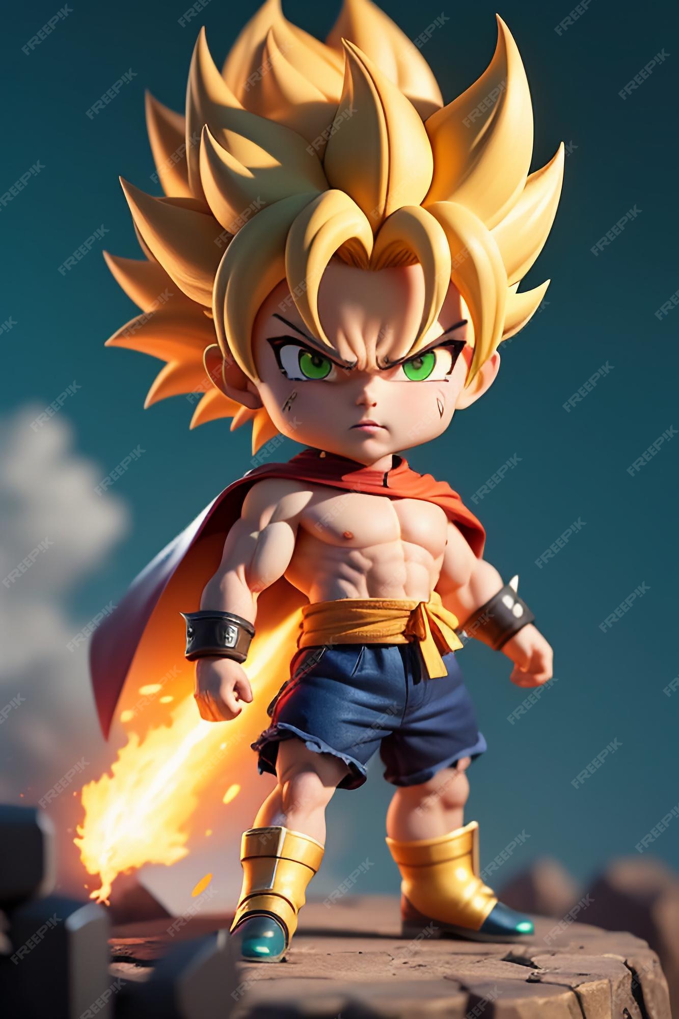 Dragon ball super saiyan menino de cabelo amarelo personagem de anime de  desenho animado japonês modelo de brinquedo feito à mão