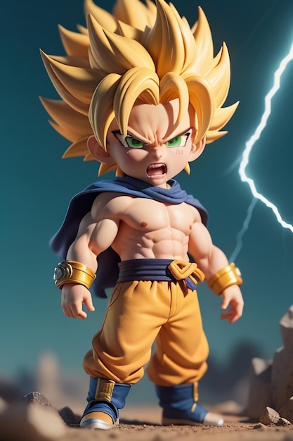 Dragon ball super saiyan menino de cabelo amarelo personagem de anime de  desenho animado japonês modelo de brinquedo feito à mão