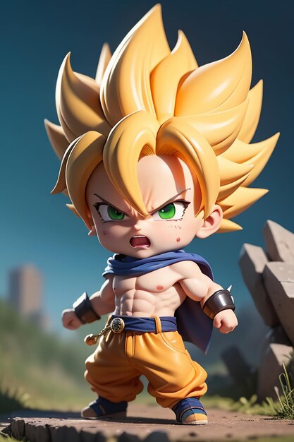 Dragon ball super saiyan menino de cabelo amarelo personagem de anime de  desenho animado japonês modelo de brinquedo feito à mão