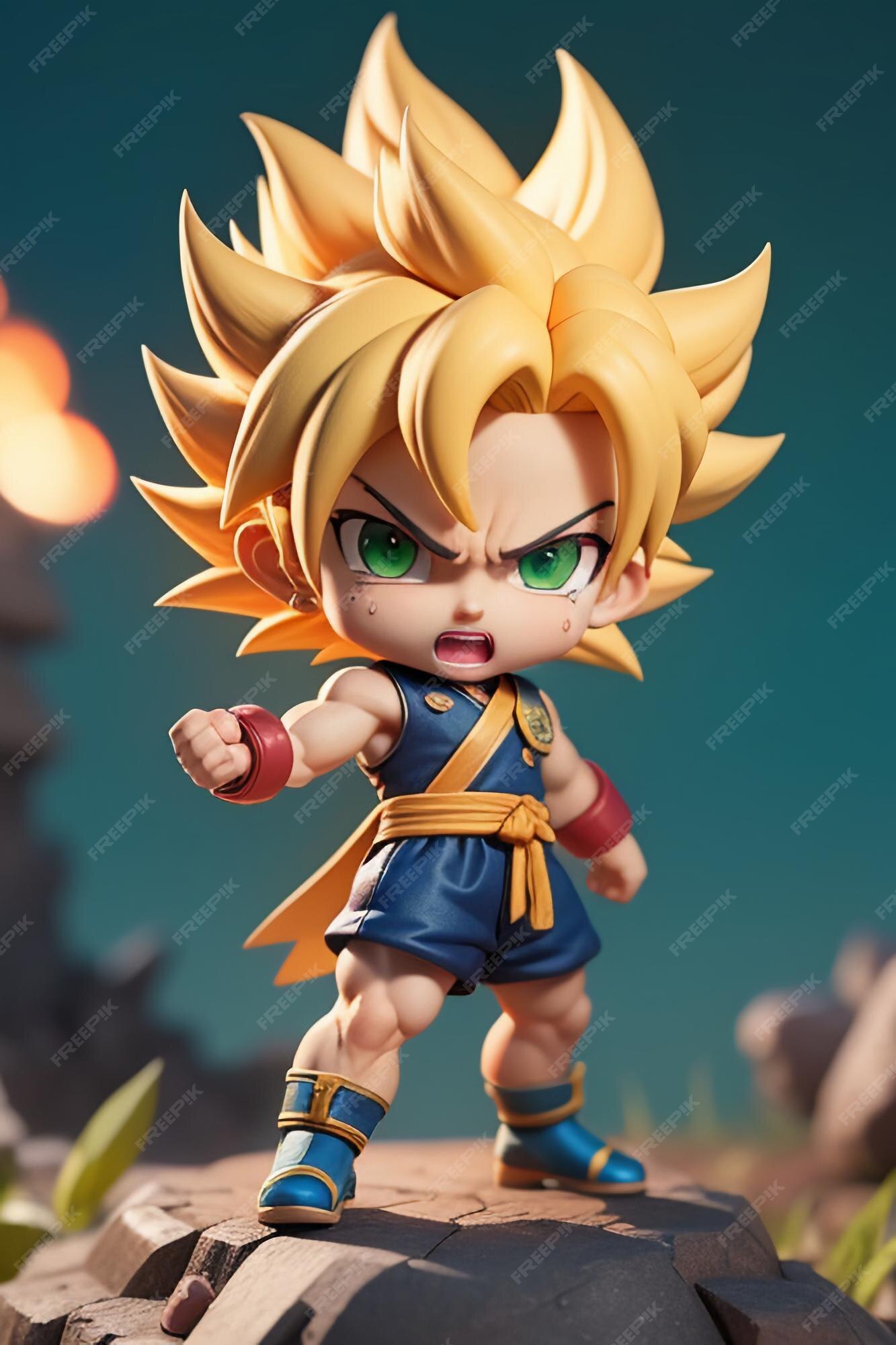 Dragon ball super saiyan menino de cabelo amarelo personagem de anime de  desenho animado japonês modelo de brinquedo feito à mão