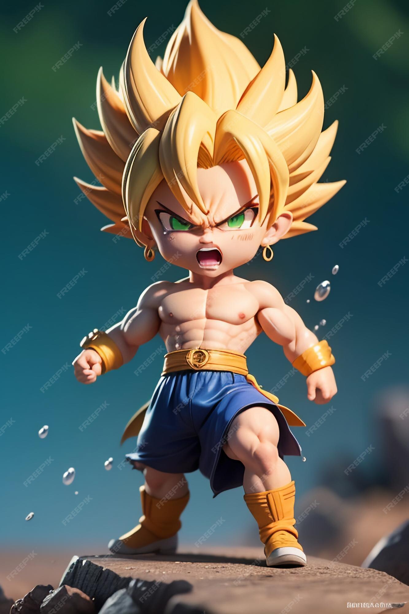 Dragon ball super saiyan menino de cabelo amarelo personagem de anime de  desenho animado japonês modelo de brinquedo feito à mão