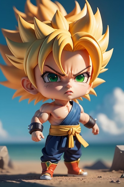 Dragon ball super saiyan menino de cabelo amarelo personagem de anime de  desenho animado japonês modelo de brinquedo feito à mão