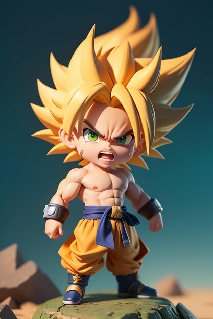 Dragon ball super saiyan menino de cabelo amarelo personagem de anime de  desenho animado japonês modelo de brinquedo feito à mão