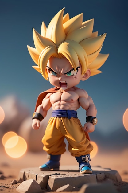 Dragon ball super saiyan menino de cabelo amarelo personagem de anime de  desenho animado japonês modelo de brinquedo feito à mão