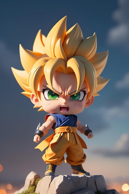 Dragon ball super saiyan menino de cabelo amarelo personagem de anime de  desenho animado japonês modelo de brinquedo feito à mão