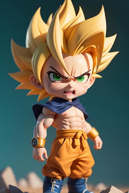 Dragon ball super saiyan menino de cabelo amarelo personagem de anime de  desenho animado japonês modelo de brinquedo feito à mão