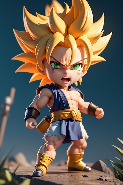 Dragon ball super saiyan menino de cabelo amarelo personagem de