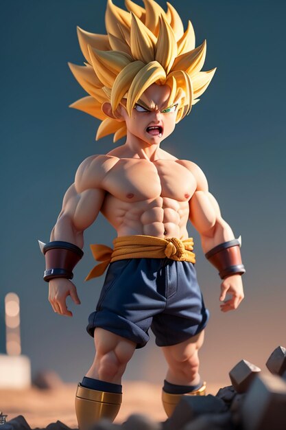 Dragon ball super saiyan menino de cabelo amarelo personagem de anime de  desenho animado japonês modelo de brinquedo feito à mão