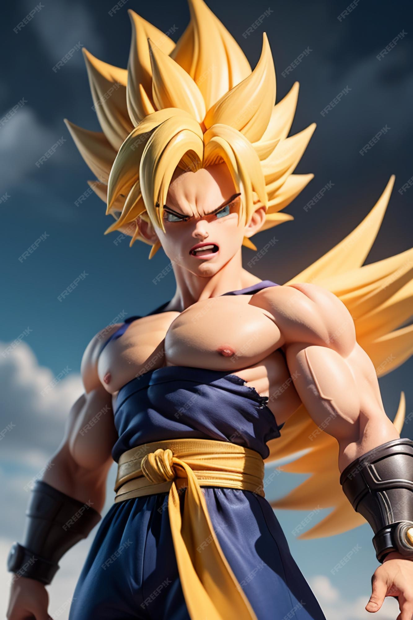 Dragon ball super saiyan menino de cabelo amarelo personagem de