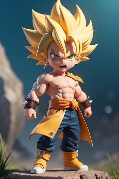 Dragon ball super saiyan menino de cabelo amarelo personagem de anime de  desenho animado japonês modelo de brinquedo feito à mão