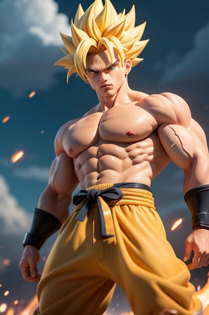 Dragon ball super saiyan menino de cabelo amarelo personagem de anime de  desenho animado japonês modelo de brinquedo feito à mão